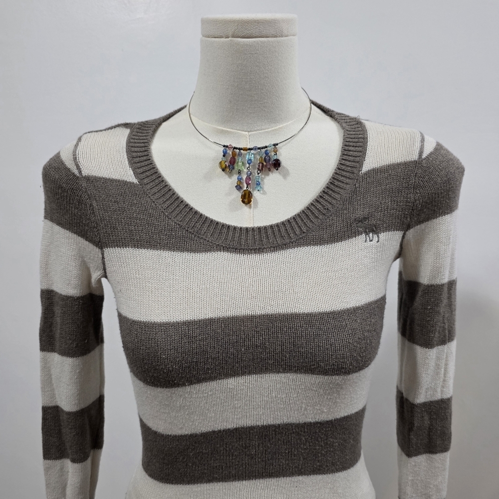 Abercrombie vintage long sleeve knit brown and cream sweater - Picture 2 of 5